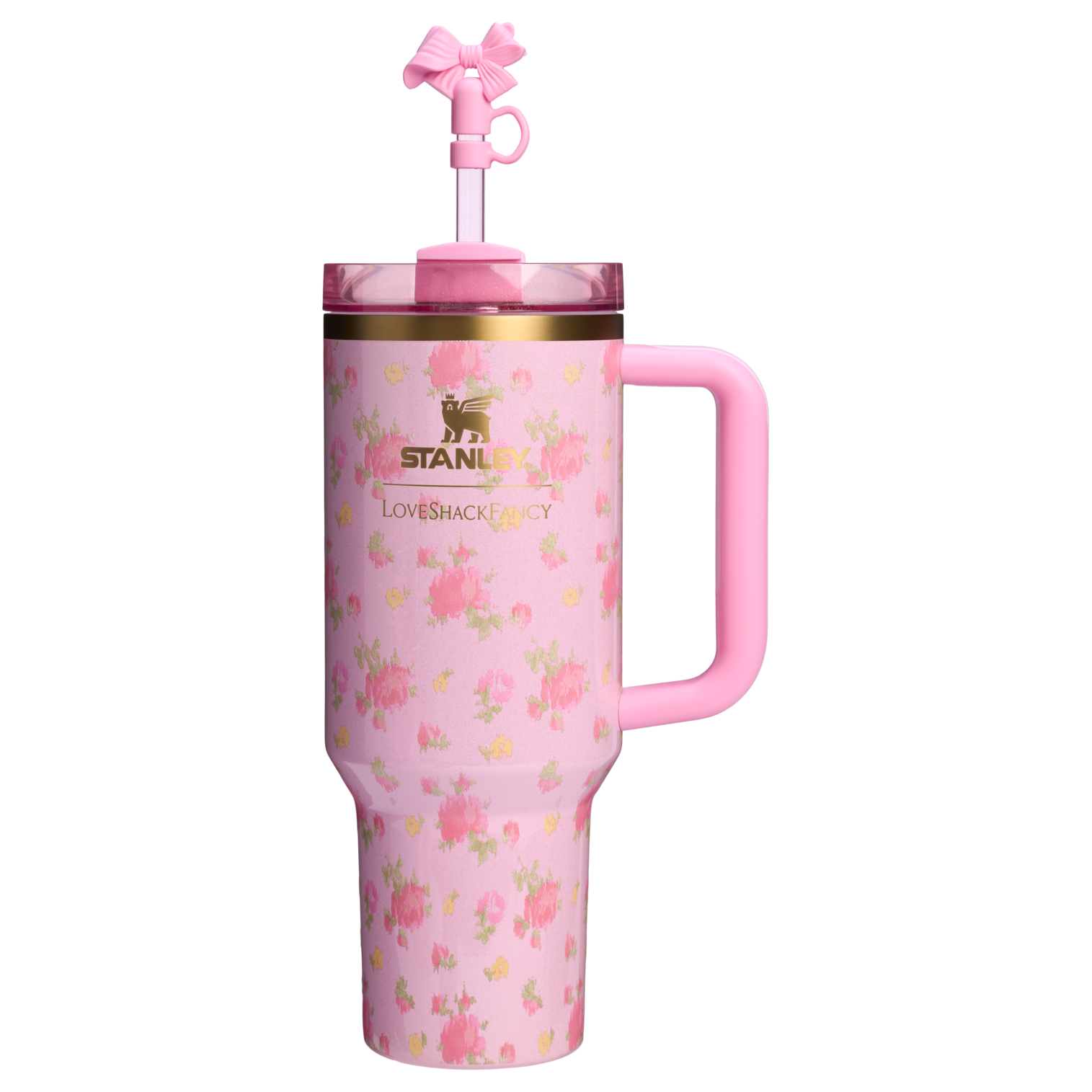 Stanley 40 OZ FlowState Stainless Steel Tumbler With Straw And Handle In LoveShack Fancy Ibiza Sunset Pink